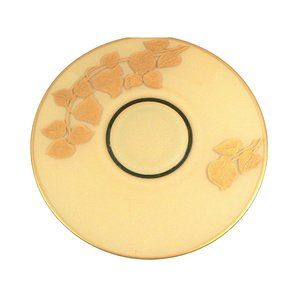 Centerpiece Charger Plate Glass Embossed Floral Border 3-D Effect back glazed